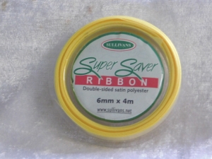 6mm x 4m Double Sided Satin Ribbon Yellow